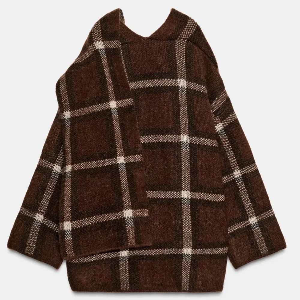 ZARA PLAID SCARF COAT